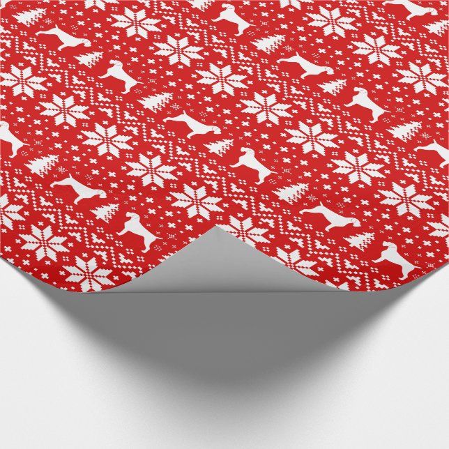 Papier Cadeau Noël des silhouettes À poils durs allemandes (Coin)