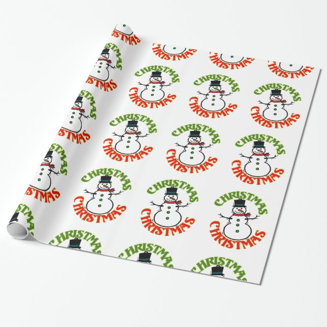 Papier Cadeau Noël des Snowman rouges et blancs (Déroulé)