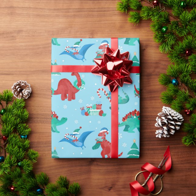 Papier Cadeau Noël Dinosaur Enfants Fun hiver Vacances (Cadeau de vacances)