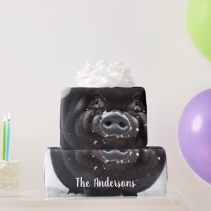 Papier Cadeau Noël doux noir Piggy