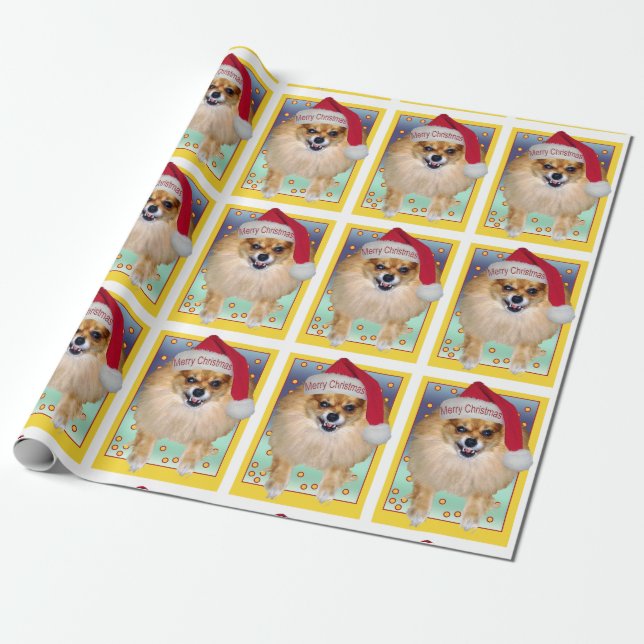 Papier Cadeau Noël drôle de chien de Pomeranian Marley mauvais (Déroulé)