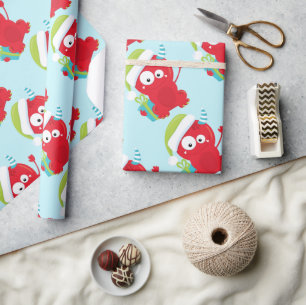 Papier Cadeau Noël drôle du Monstre Rouge