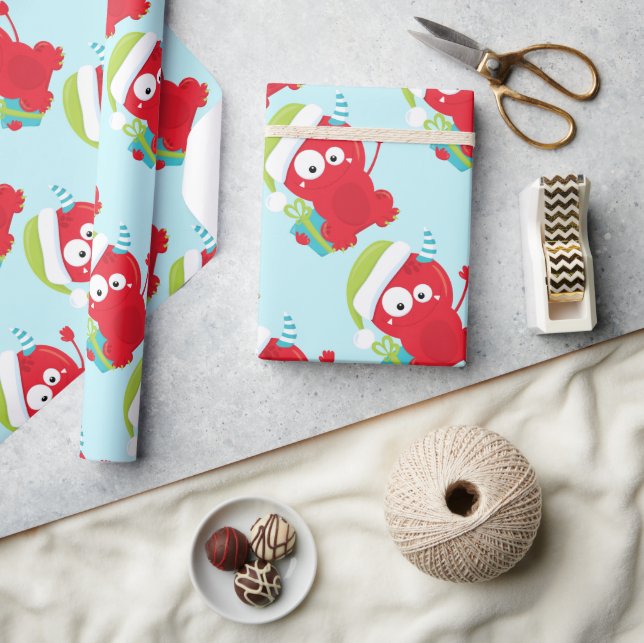 Papier Cadeau Noël drôle du Monstre Rouge (Artisanat)