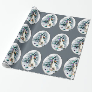 Papier Cadeau Noël du berger allemand blanc
