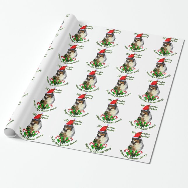 Papier Cadeau Noël du berger australien (Déroulé)