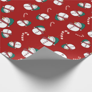 Papier Cadeau Noël du bonhomme de neige et des Sucres de canne
