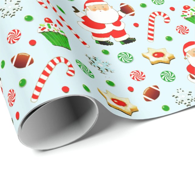 Papier Cadeau Noël du football (Coin rond)