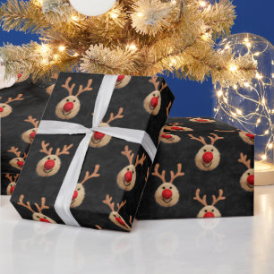 Papier Cadeau Noël du mignon Père Noël Reindeer