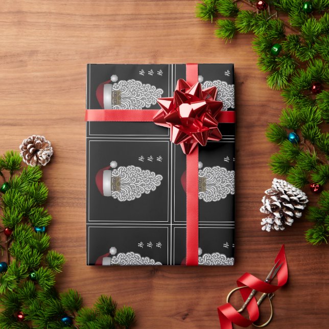 Papier Cadeau Noël du Motif de Père Noël noir (Cadeau de vacances)