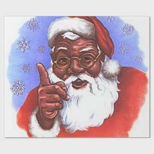 Papier Cadeau Noël du Père Noël noir afro-américain