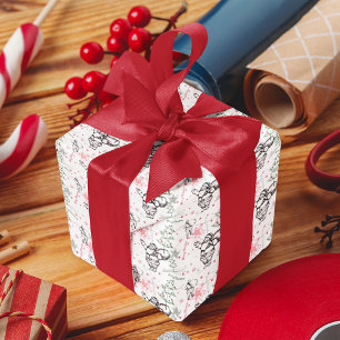 Papier Cadeau Noël du Père Noël tiré à la main