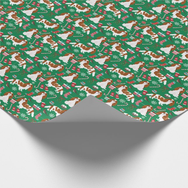 Papier Cadeau Noël du roi Cavalier Charles Spaniel Blenheim (Coin)