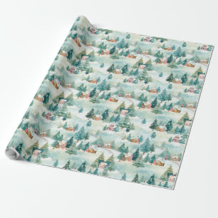 Papier Cadeau Noël du village d'hiver