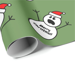 Papier Cadeau Noël éffrayant drôle de bonhomme de neige du père