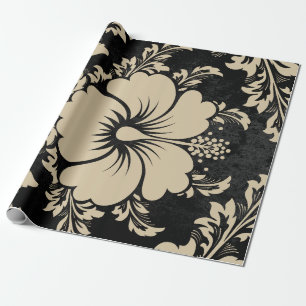 Papier Cadeau Noël élégant damassé beige élégant
