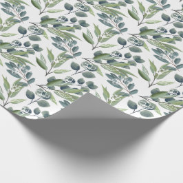 Papier Cadeau Noël élégant de feuillage d'hiver d'aquarelle