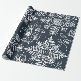 Papier Cadeau Noël élégant de motif de flocon de neige de