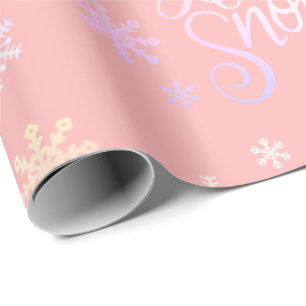 Papier Cadeau Noël élégant, neige et flocons de neige