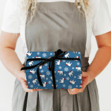 Papier Cadeau Noël Eléphant Blanc (Bleu)