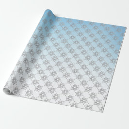 Papier Cadeau Noël en argent et en bleu Père Noël