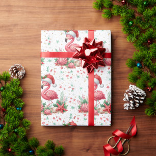 Papier Cadeau Noël en Flamant rose juillet