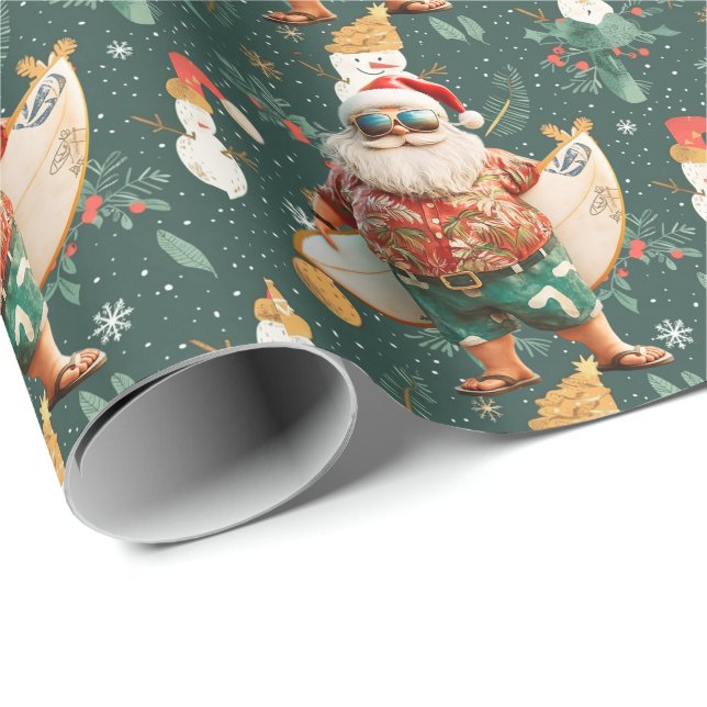 Papier Cadeau Noël en juillet avec SANTA CLAUS (Coin rond)