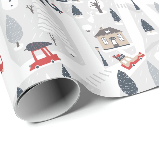 Papier Cadeau Noël en ville (Coin rond)
