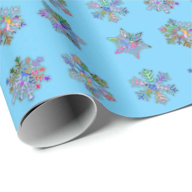 Papier Cadeau Noël enneigement papier d'emballage motif flocons  (Coin rond)