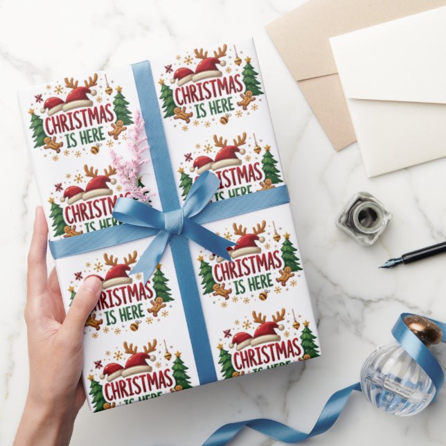 Papier Cadeau Noël est ici Élégant cadeau Pattren (Cadeaux)