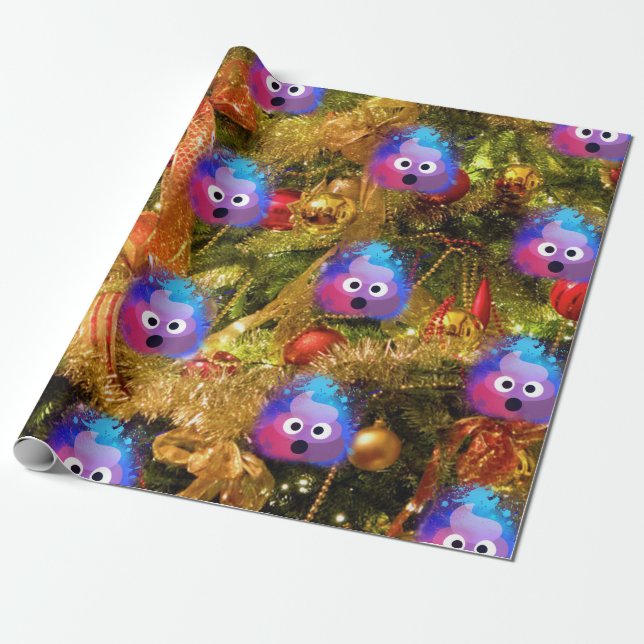 Papier Cadeau Noël étonné de dunette d'Emoji (Déroulé)