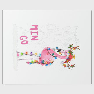 Papier Cadeau Noël - Fa-La-La-Mingo Flamant rose avec Noël