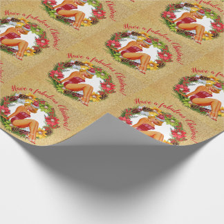 Papier Cadeau Noël fabuleux de rétro guirlande de pin-up