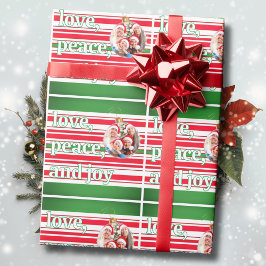 Papier Cadeau Noël Famille Photo Amour Paix Joie Vacances