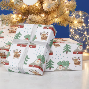 Papier Cadeau Noël fantastique de Père Noël et de rennes