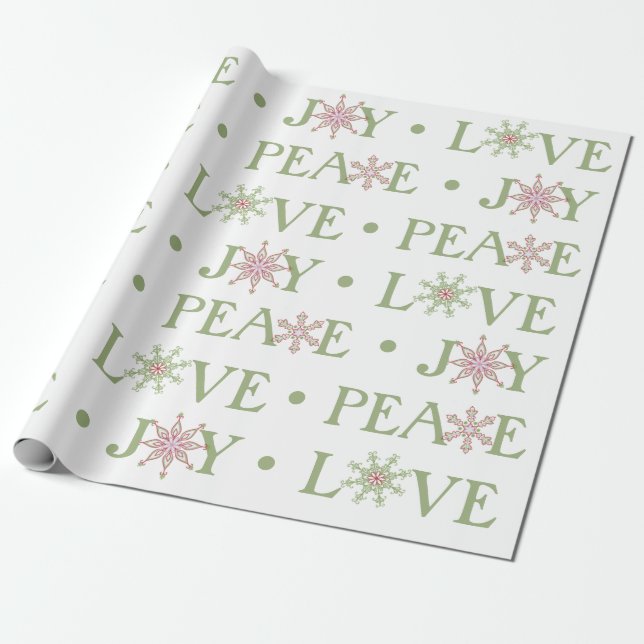 Papier Cadeau Noël Festive Paix Joy Love Typographie (Déroulé)