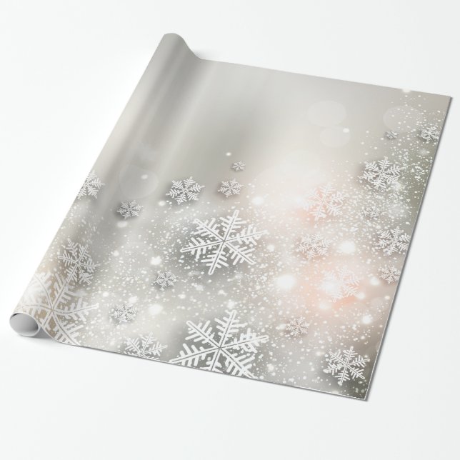 Papier Cadeau Noël Fête Élégant Flocon de neige (Déroulé)