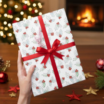 Noël Feuilles de Houx et Baies Rouges Aquarelle