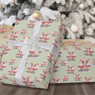 Papier Cadeau Noël flamant rose