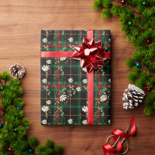 Papier Cadeau Noël Floral Fleur sauvage de la Marine