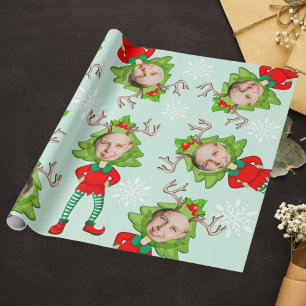 Papier Cadeau Noël Funky Custom Photo Visage Père Noël Cadeau El