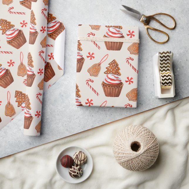 Papier Cadeau Noël Gingerbread Cookie Cupcake (Artisanat)