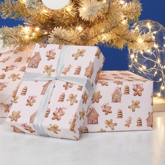 Papier Cadeau Noël Gingerbread Motif de cookies (Vacances)