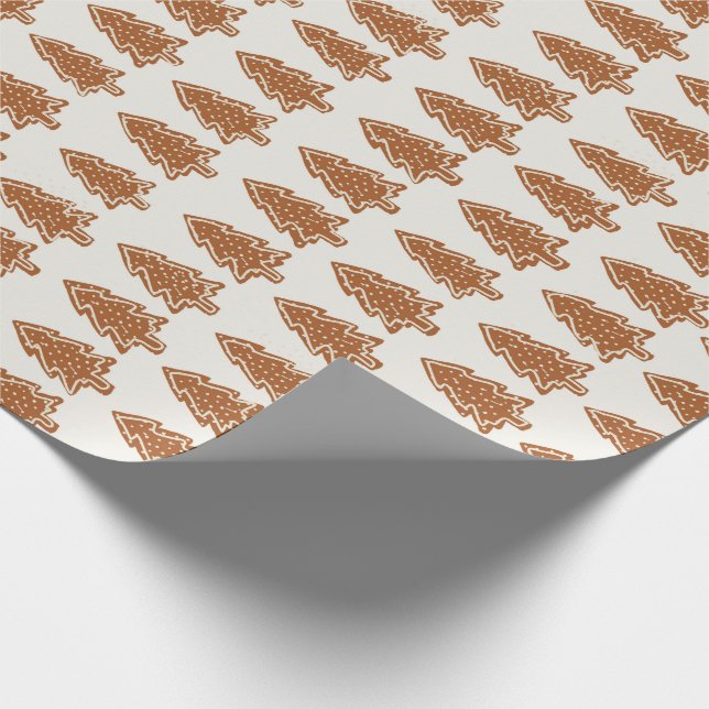 Papier Cadeau Noël Gingerpain Arbres Moderne (Coin)