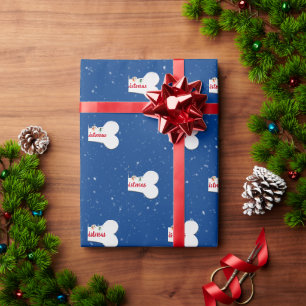 Papier Cadeau Noël Golden Retriever sur le chien os