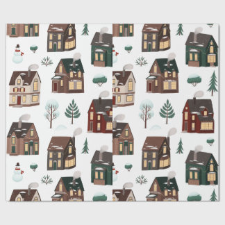 Papier Cadeau Noël Hiver Nieghbour Maisons Cuites