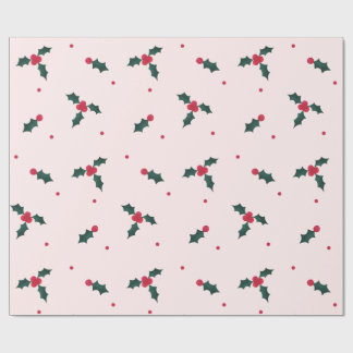 Papier Cadeau Noël Holly Berry & Fêtes Feuilles