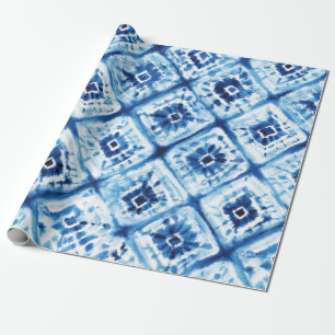 Papier Cadeau Noël Japonais Tie Dye Shibori Motif Holiday