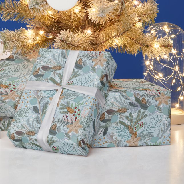 Papier Cadeau Noël joli modèle floral fantaisie (Vacances)