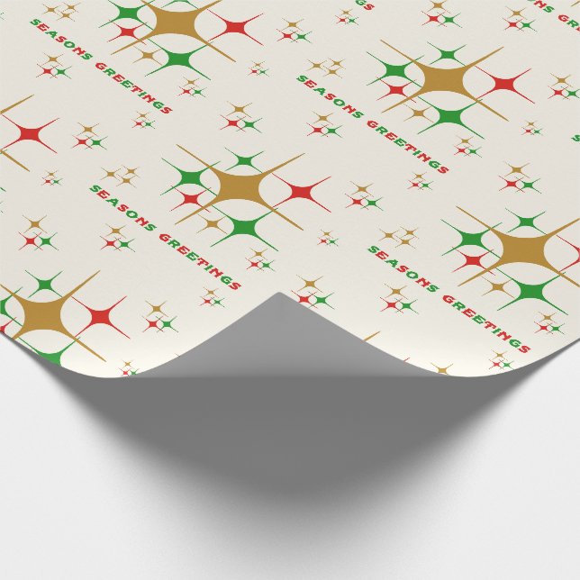 Papier Cadeau Noël Joyeuses Fêtes des années 1950 à l'énergie at (Coin)