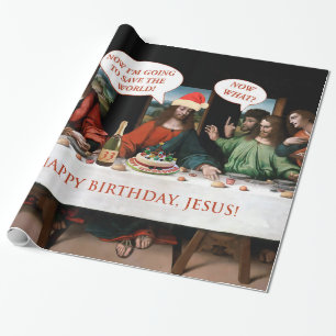 Papier Cadeau Noël Joyeux Anniversaire Jésus Comics Style Drô